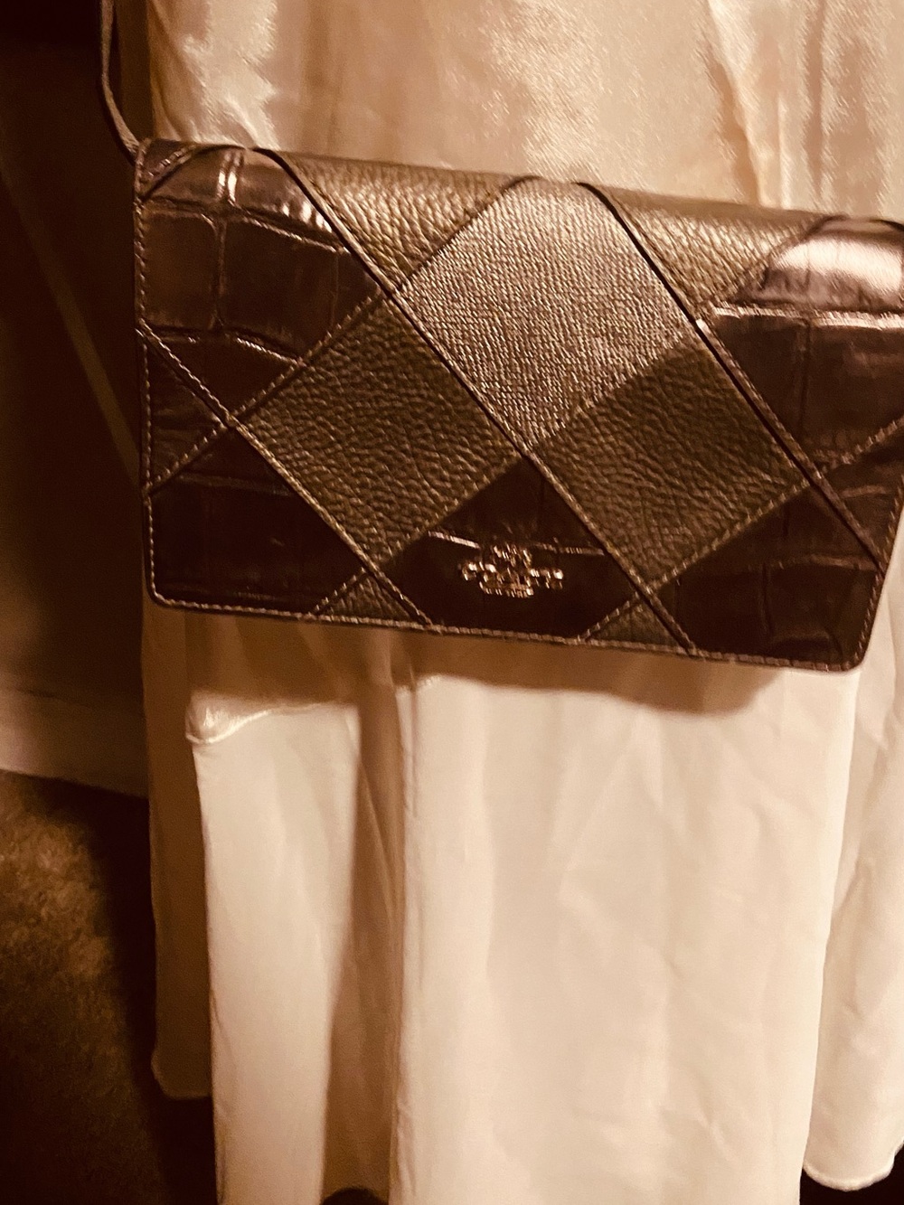 Coach Black Quilted & Croc-Embossed Leather Crossbody